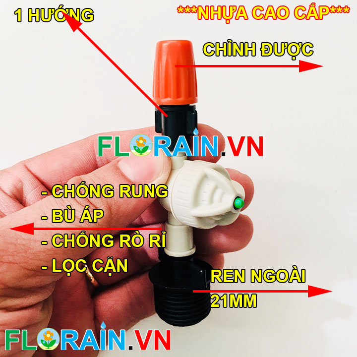 Béc phun sương 1 hướng ren ngoài 21mm Florain