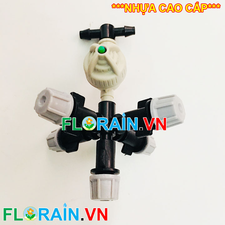 Đầu tưới phun sương 5 tia xám gắn 2 đầu 6mm Florain