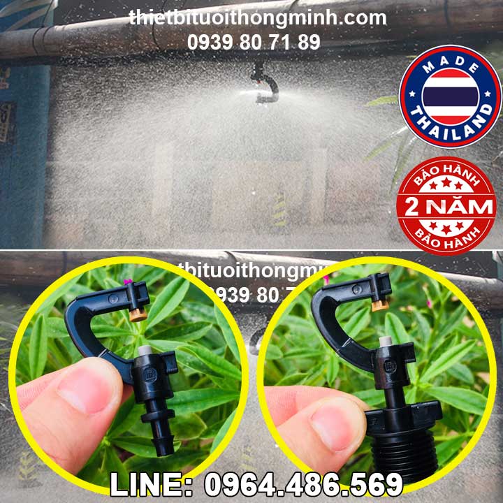 Béc phun sương mịn 360 độ Malee thái lan chân 6ly và ren ngoài 21mm