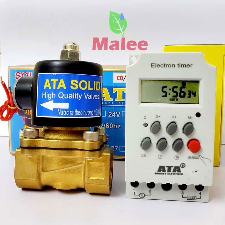 Bộ timer tưới tự động van điện từ phi 21mm ATA TĐ03