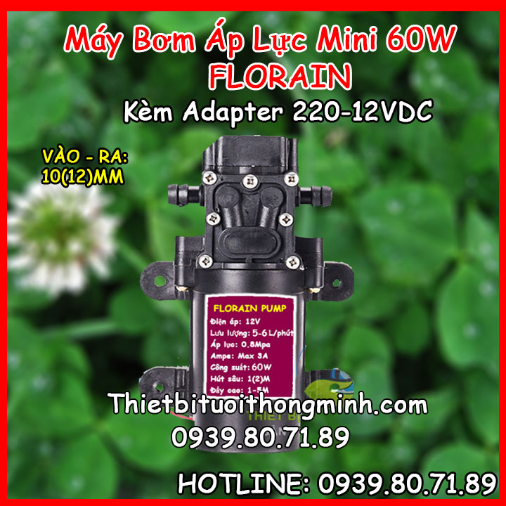 Bơm mini tưới cây gắn ống 10(12)mm FL-P60W (Đã tặng kèm nguồn Adapter xịn)