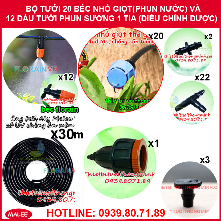 Bộ tưới lan phun sương tưới cây cảnh phun nước nhỏ giọt Florain NGPS-01